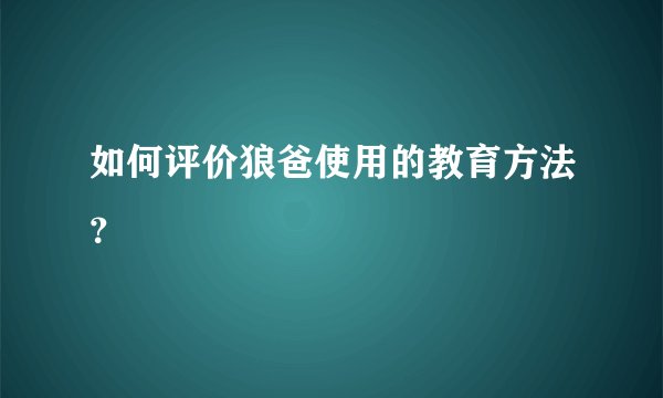 如何评价狼爸使用的教育方法？