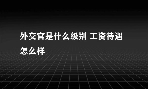 外交官是什么级别 工资待遇怎么样