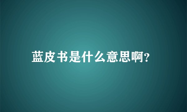 蓝皮书是什么意思啊？