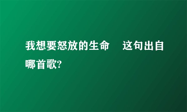 我想要怒放的生命 这句出自哪首歌?