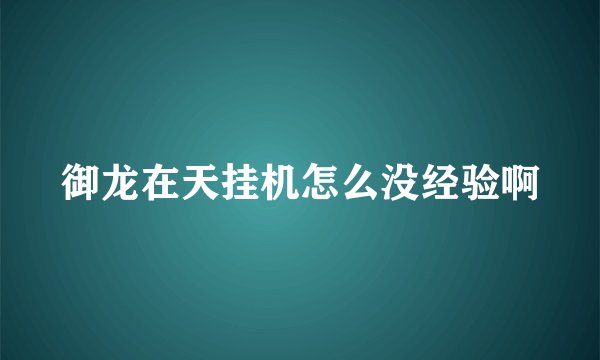 御龙在天挂机怎么没经验啊