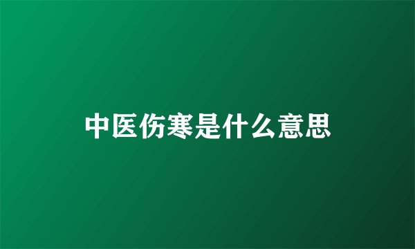 中医伤寒是什么意思