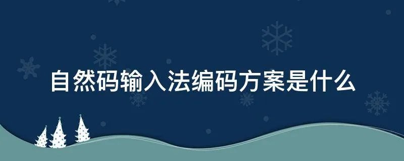 自然码输入法编码方案是什么