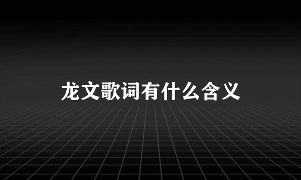 龙文歌词有什么含义