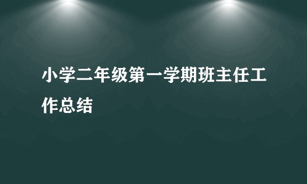小学二年级第一学期班主任工作总结