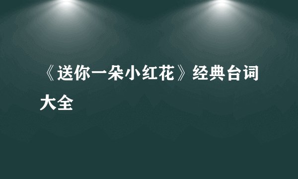 《送你一朵小红花》经典台词大全