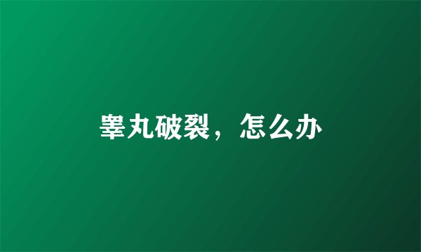 睾丸破裂，怎么办