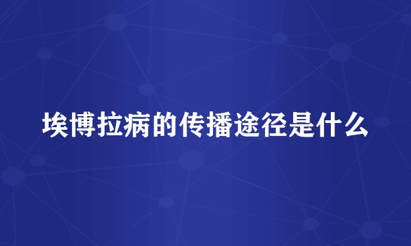 埃博拉病的传播途径是什么