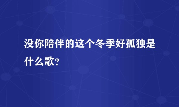 没你陪伴的这个冬季好孤独是什么歌?