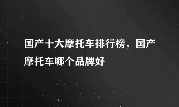 国产十大摩托车排行榜，国产摩托车哪个品牌好