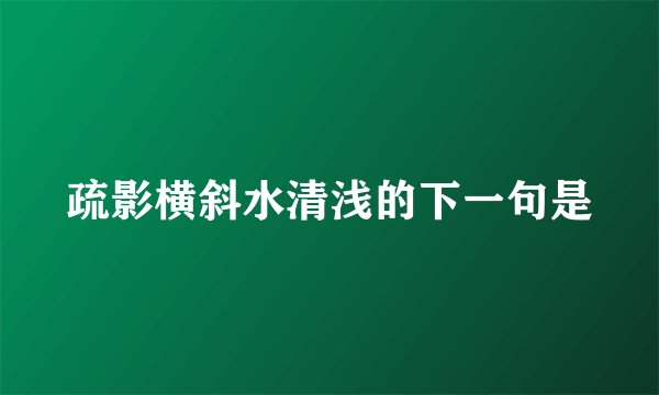 疏影横斜水清浅的下一句是