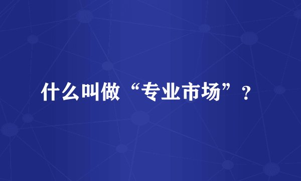 什么叫做“专业市场”？
