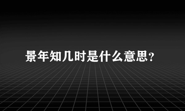 景年知几时是什么意思？