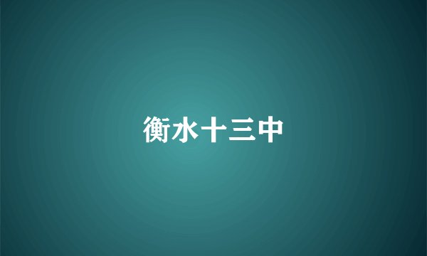 衡水十三中