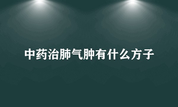 中药治肺气肿有什么方子