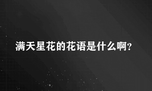 满天星花的花语是什么啊？