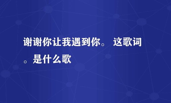谢谢你让我遇到你。 这歌词。是什么歌