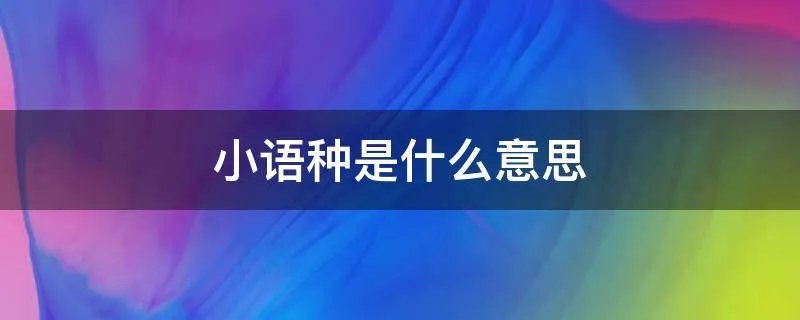 小语种是什么意思