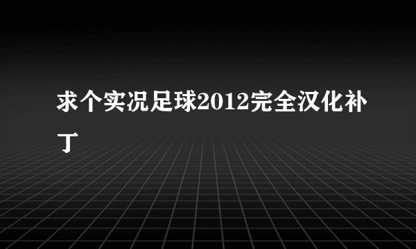 求个实况足球2012完全汉化补丁