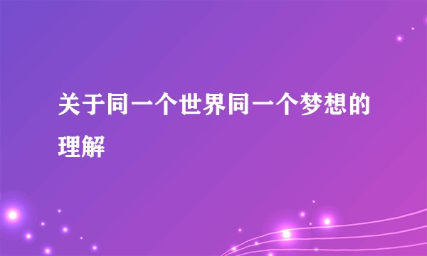 关于同一个世界同一个梦想的理解