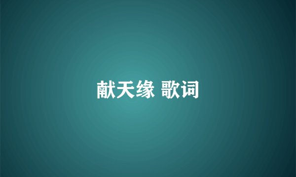 献天缘 歌词
