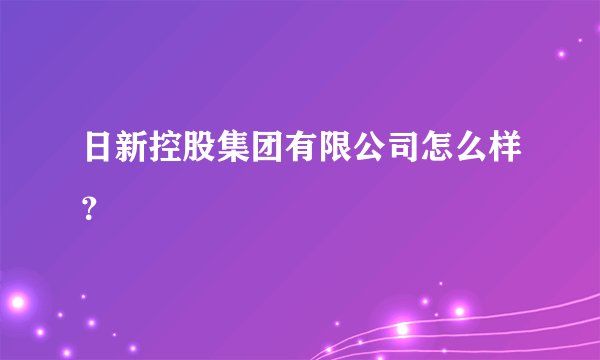 日新控股集团有限公司怎么样?
