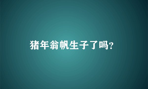 猪年翁帆生子了吗？