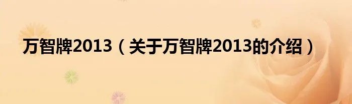 万智牌2013（关于万智牌2013的介绍）