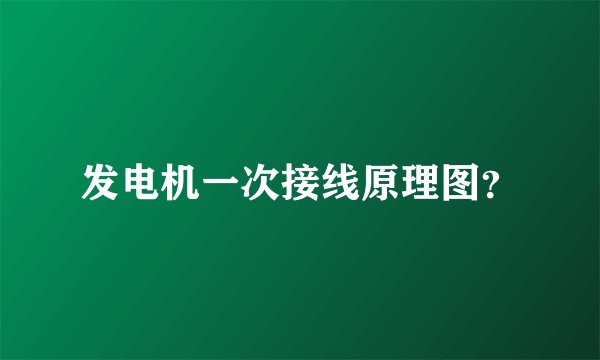 发电机一次接线原理图?