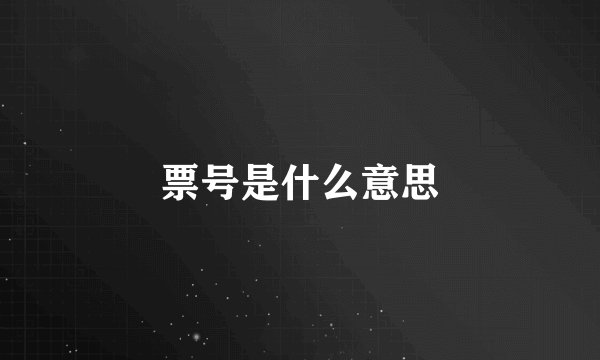 票号是什么意思