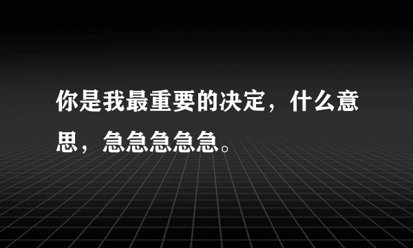 你是我最重要的决定，什么意思，急急急急急。