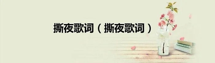 撕夜歌词(撕夜歌词)