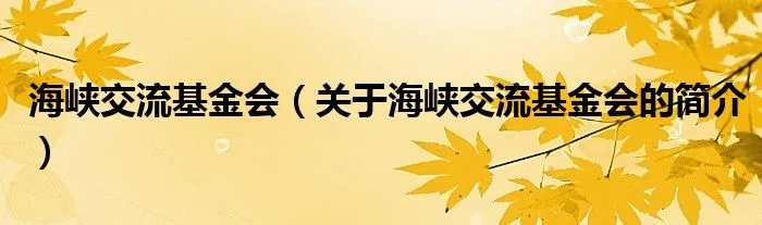 海峡交流基金会（关于海峡交流基金会的简介）