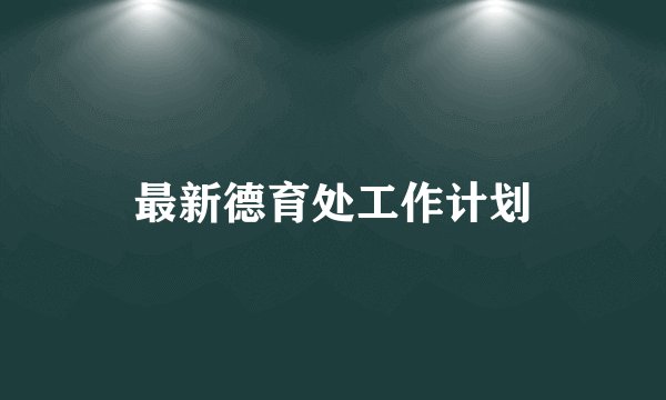最新德育处工作计划