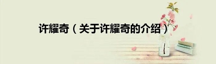 许耀奇（关于许耀奇的介绍）