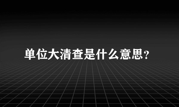 单位大清查是什么意思？