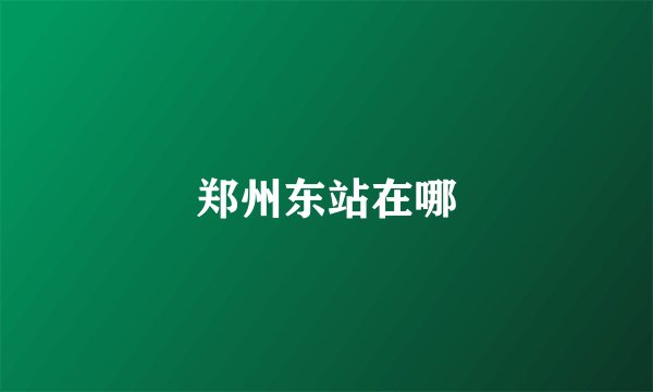 郑州东站在哪
