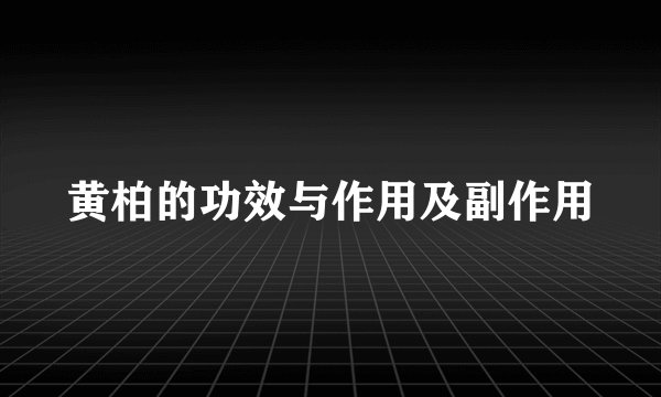 黄柏的功效与作用及副作用
