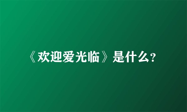 《欢迎爱光临》是什么?