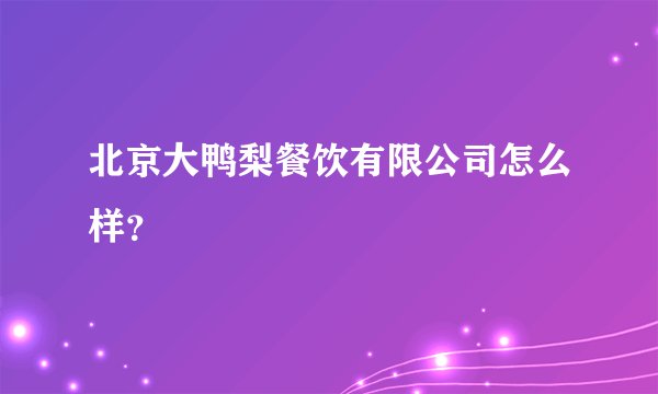 北京大鸭梨餐饮有限公司怎么样?