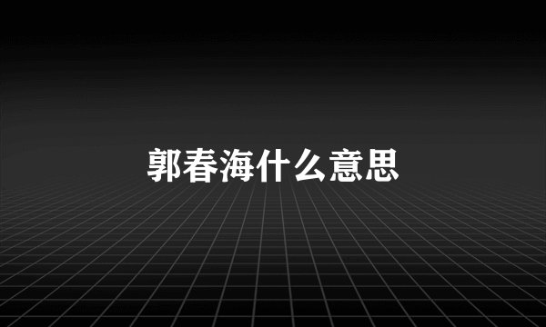 郭春海什么意思