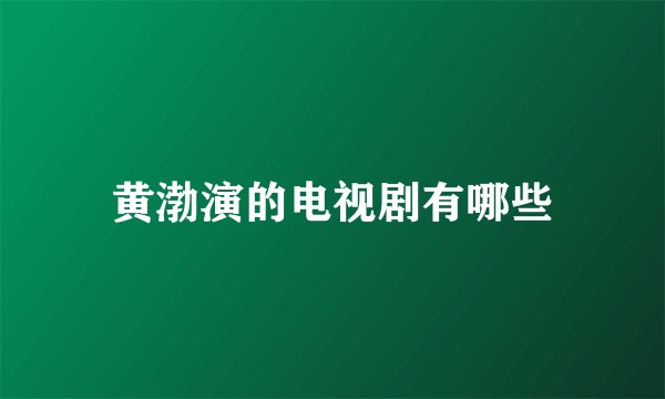 黄渤演的电视剧有哪些