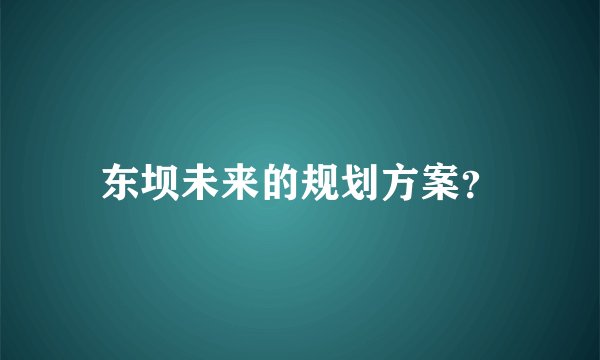 东坝未来的规划方案？