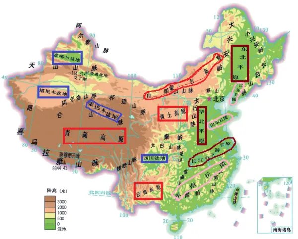 地理山脉地形图