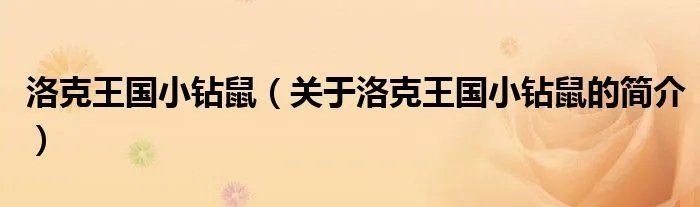 洛克王国小钻鼠（关于洛克王国小钻鼠的简介）