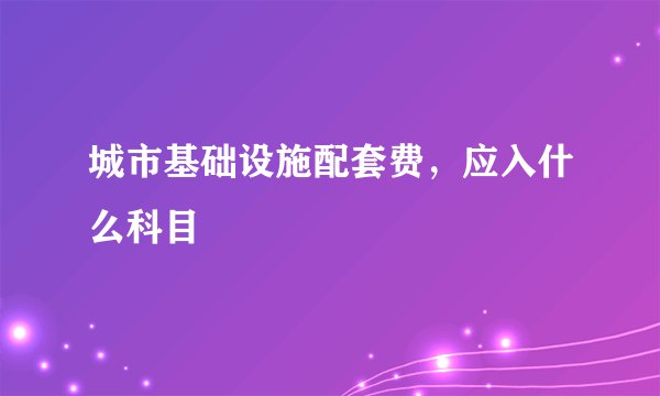 城市基础设施配套费，应入什么科目