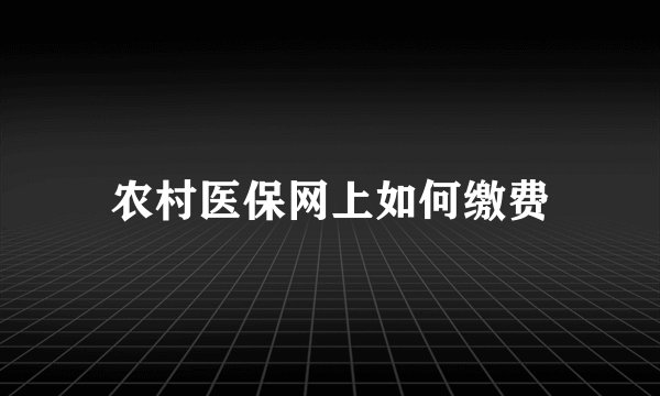 农村医保网上如何缴费