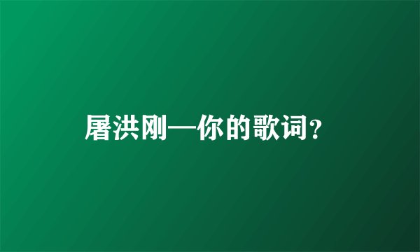 屠洪刚—你的歌词?