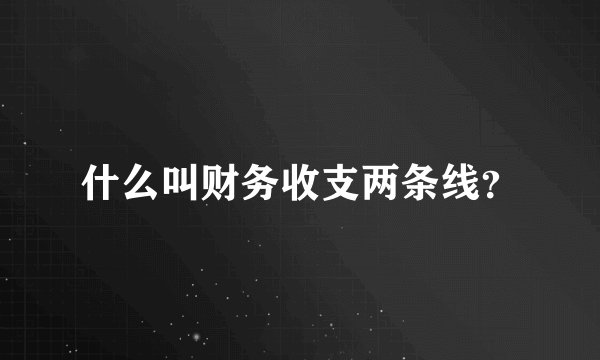 什么叫财务收支两条线？