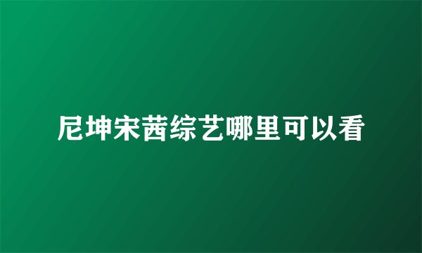 尼坤宋茜综艺哪里可以看